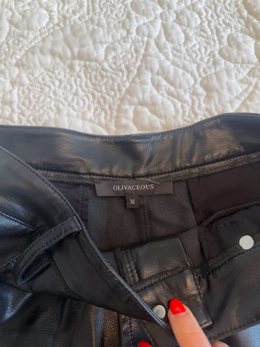Women's Black Faux Leather High-Waist Shorts - Picture 2 of 3